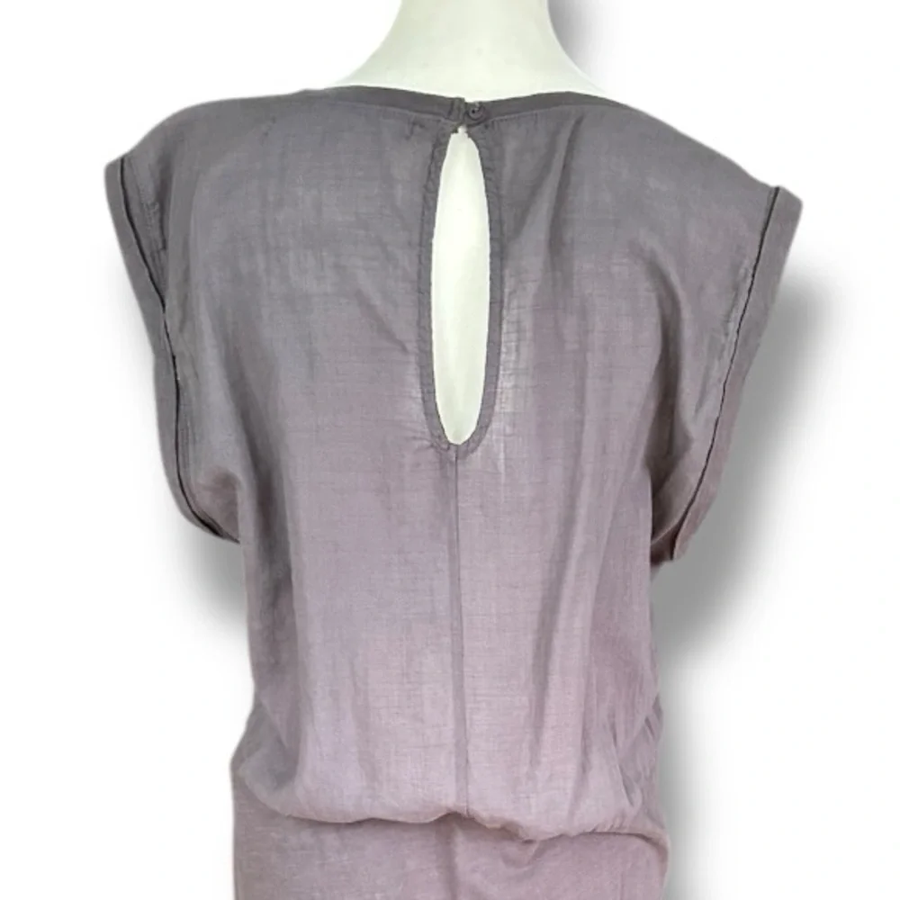 Michael Stars Gray Cotton Rolled Shoulder Sleeveless Shift Mini Dress | Large - Picture 8 of 12